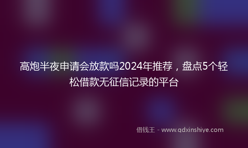 高炮半夜申请会放款吗2024年推荐，盘点5个轻松借款无征信记录的平台