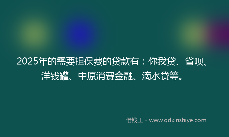 2025年的需要担保费的贷款有：你我贷、省呗、洋钱罐、中原消费金融、滴水贷等。