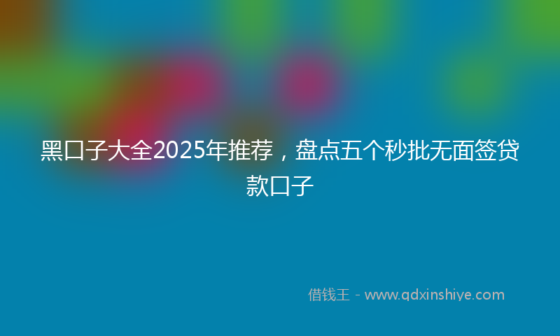 黑口子大全2025年推荐，盘点五个秒批无面签贷款口子