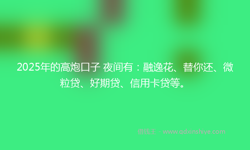 2025年的高炮口子 夜间有：融逸花、替你还、微粒贷、好期贷、信用卡贷等。