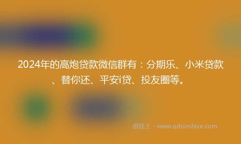 2024年的高炮贷款微信群有：分期乐、小米贷款、替你还、平安i贷、投友圈等。