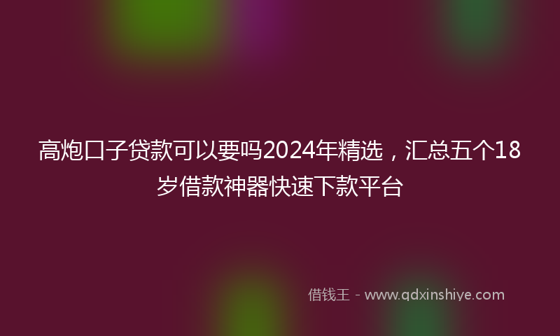 高炮口子贷款可以要吗2024年精选，汇总五个18岁借款神器快速下款平台