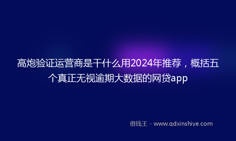 高炮验证运营商是干什么用2024年推荐，概括五个真正无视逾期大数据的网贷app