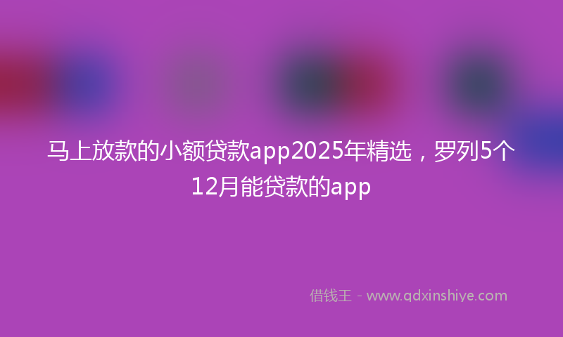 马上放款的小额贷款app2025年精选，罗列5个12月能贷款的app