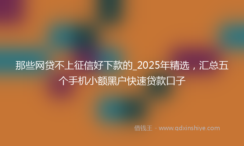 那些网贷不上征信好下款的_2025年精选，汇总五个手机小额黑户快速贷款口子