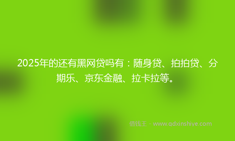 2025年的还有黑网贷吗有：随身贷、拍拍贷、分期乐、京东金融、拉卡拉等。