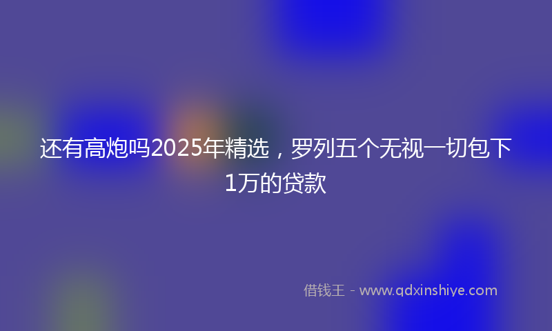 还有高炮吗2025年精选，罗列五个无视一切包下1万的贷款