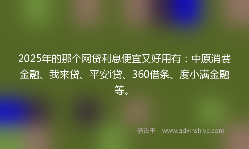 2025年的那个网贷利息便宜又好用有：中原消费金融、我来贷、平安i贷、360借条、度小满金融等。