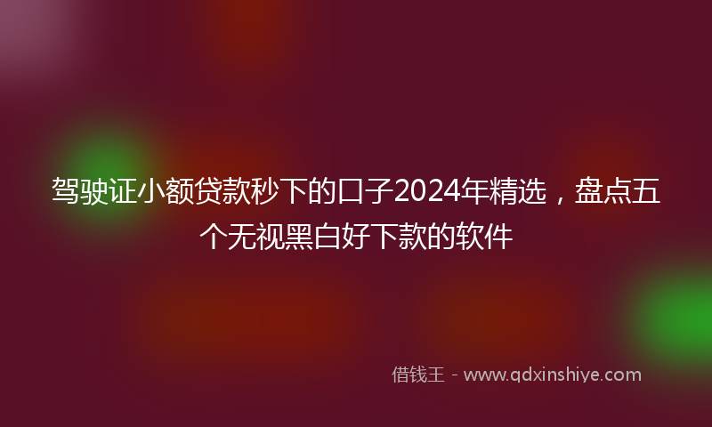 驾驶证小额贷款秒下的口子2024年精选，盘点五个无视黑白好下款的软件