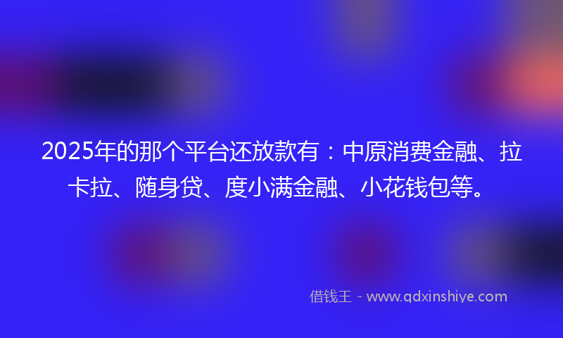 2025年的那个平台还放款有：中原消费金融、拉卡拉、随身贷、度小满金融、小花钱包等。