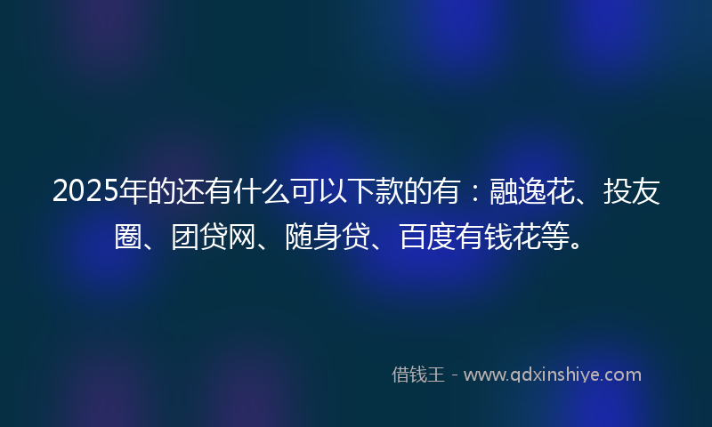 2025年的还有什么可以下款的有：融逸花、投友圈、团贷网、随身贷、百度有钱花等。