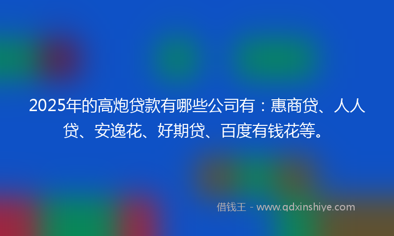 2025年的高炮贷款有哪些公司有：惠商贷、人人贷、安逸花、好期贷、百度有钱花等。
