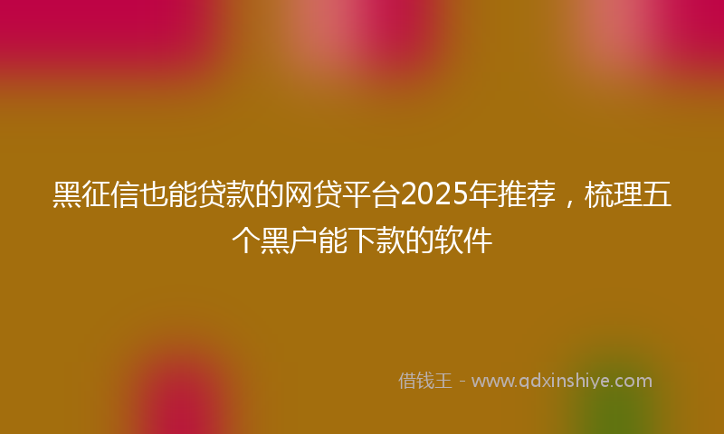 黑征信也能贷款的网贷平台2025年推荐，梳理五个黑户能下款的软件
