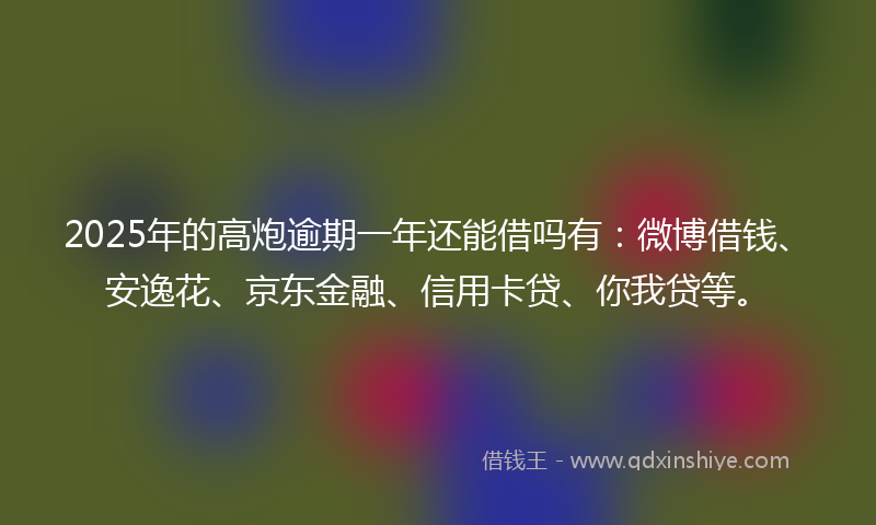 2025年的高炮逾期一年还能借吗有：微博借钱、安逸花、京东金融、信用卡贷、你我贷等。