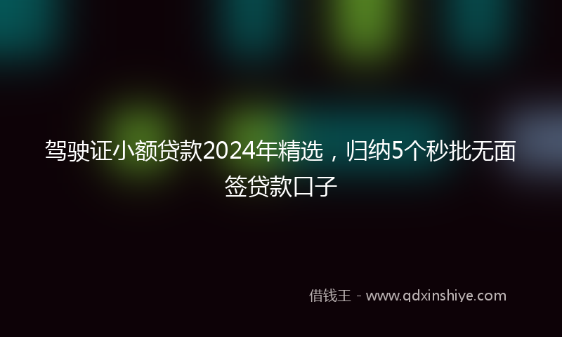 驾驶证小额贷款2024年精选，归纳5个秒批无面签贷款口子