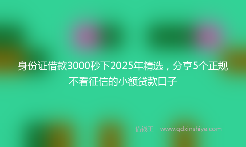 身份证借款3000秒下2025年精选，分享5个正规不看征信的小额贷款口子