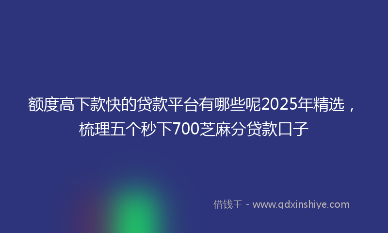 额度高下款快的贷款平台有哪些呢2025年精选，梳理五个秒下700芝麻分贷款口子