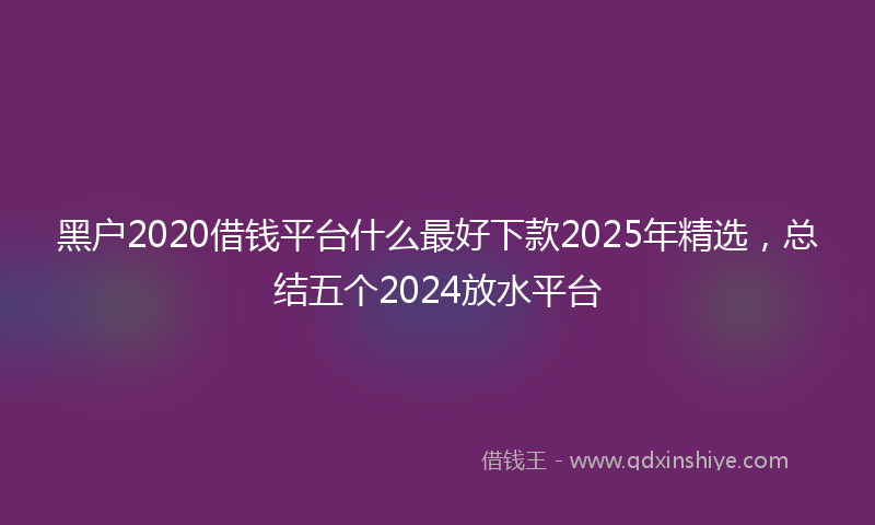 黑户2020借钱平台什么最好下款2025年精选，总结五个2024放水平台