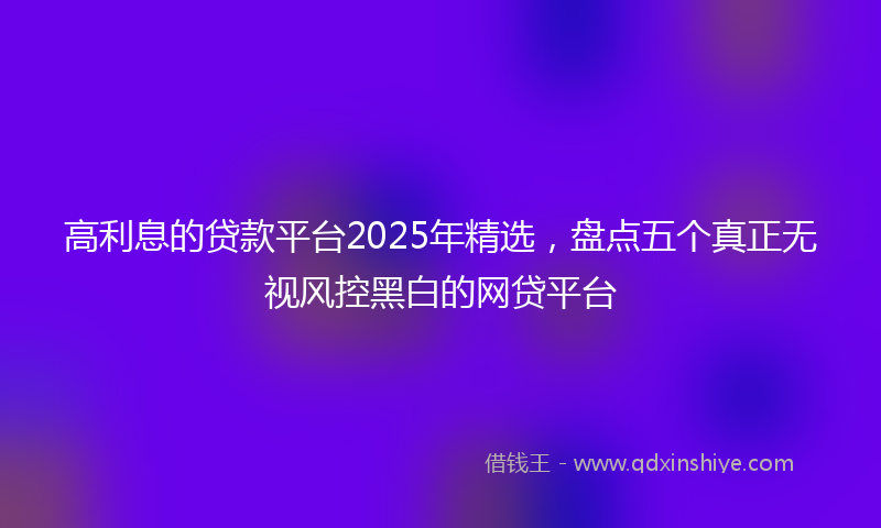 高利息的贷款平台2025年精选，盘点五个真正无视风控黑白的网贷平台