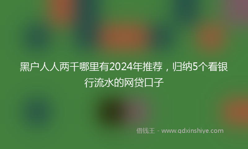 黑户人人两千哪里有2024年推荐，归纳5个看银行流水的网贷口子
