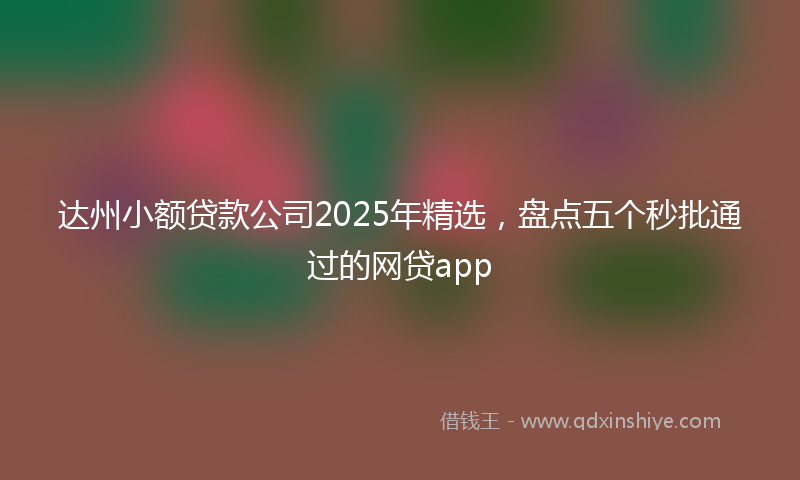 达州小额贷款公司2025年精选，盘点五个秒批通过的网贷app