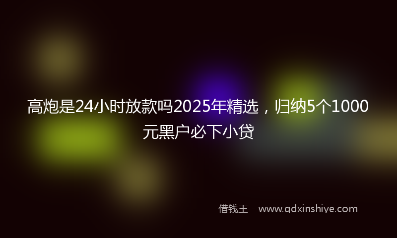 高炮是24小时放款吗2025年精选，归纳5个1000元黑户必下小贷