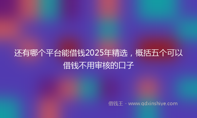 还有哪个平台能借钱2025年精选，概括五个可以借钱不用审核的口子