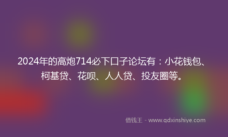 2024年的高炮714必下口子论坛有：小花钱包、柯基贷、花呗、人人贷、投友圈等。