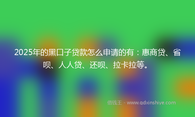 2025年的黑口子贷款怎么申请的有：惠商贷、省呗、人人贷、还呗、拉卡拉等。