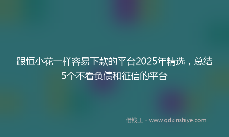 跟恒小花一样容易下款的平台2025年精选，总结5个不看负债和征信的平台