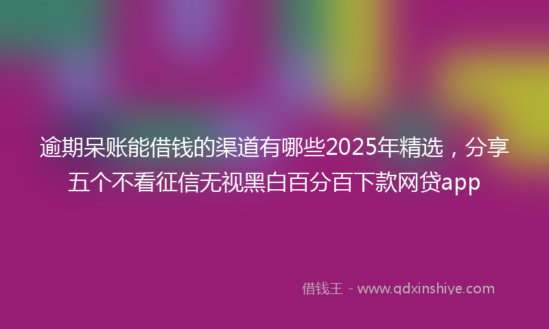 逾期呆账能借钱的渠道有哪些2025年精选，分享五个不看征信无视黑白百分百下款网贷app