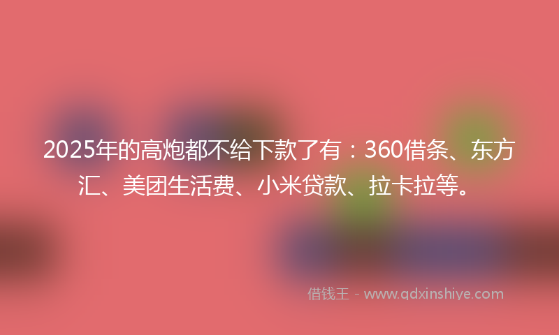 2025年的高炮都不给下款了有：360借条、东方汇、美团生活费、小米贷款、拉卡拉等。