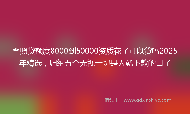 驾照贷额度8000到50000资质花了可以贷吗2025年精选，归纳五个无视一切是人就下款的口子