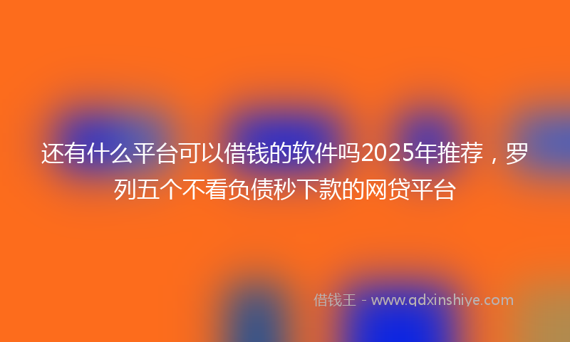 还有什么平台可以借钱的软件吗2025年推荐，罗列五个不看负债秒下款的网贷平台
