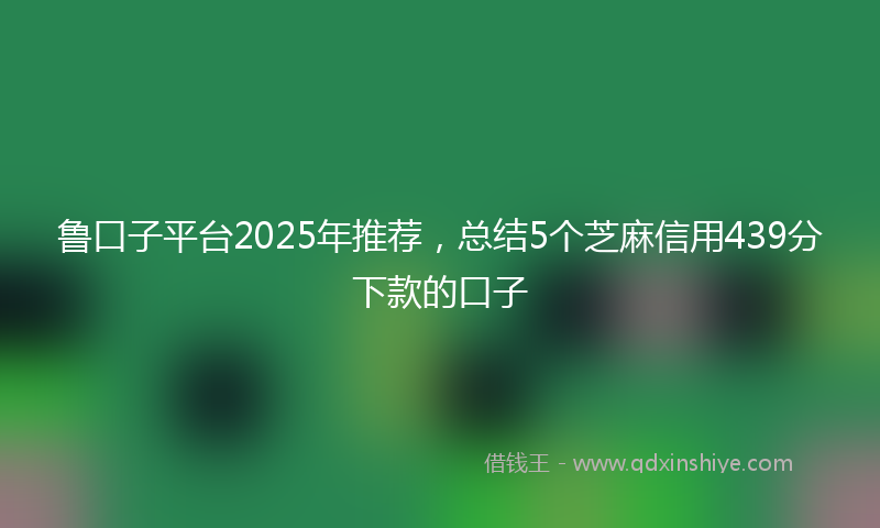 鲁口子平台2025年推荐，总结5个芝麻信用439分下款的口子