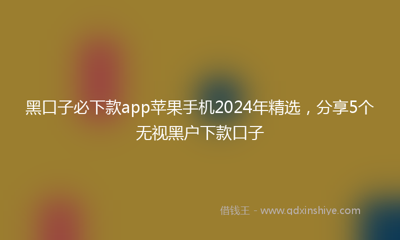 黑口子必下款app苹果手机2024年精选，分享5个无视黑户下款口子