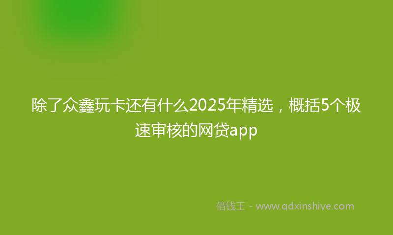 除了众鑫玩卡还有什么2025年精选，概括5个极速审核的网贷app