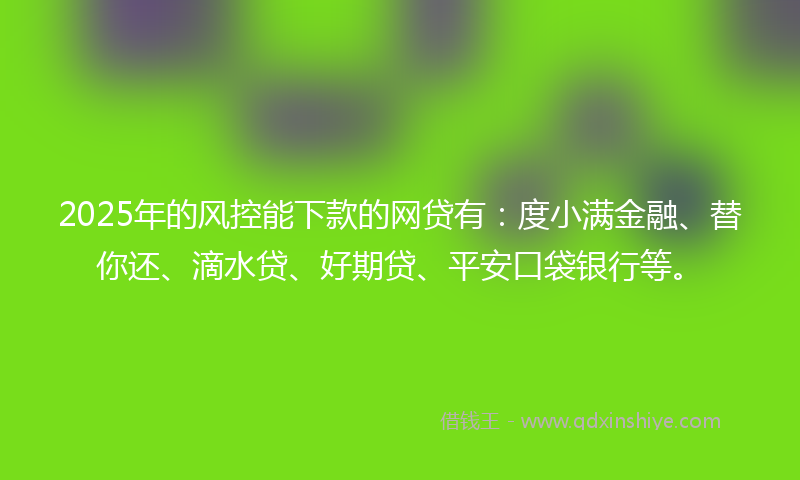 2025年的风控能下款的网贷有：度小满金融、替你还、滴水贷、好期贷、平安口袋银行等。