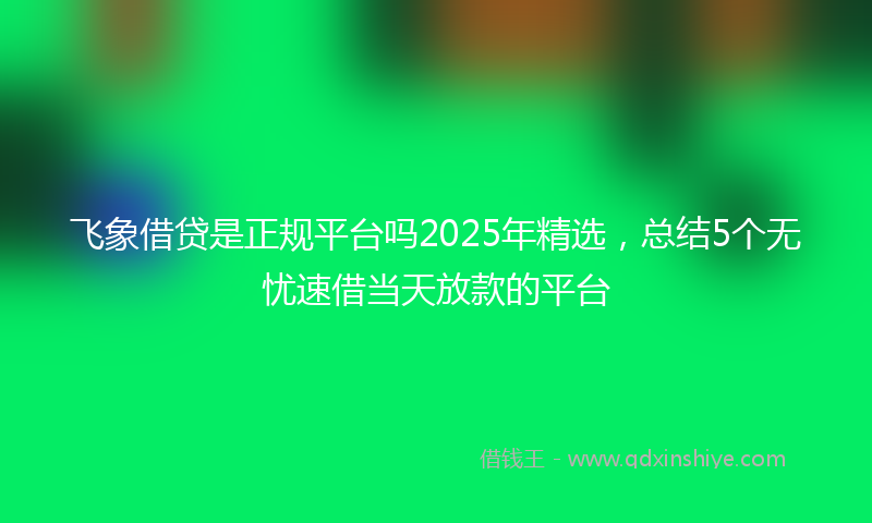 飞象借贷是正规平台吗2025年精选，总结5个无忧速借当天放款的平台
