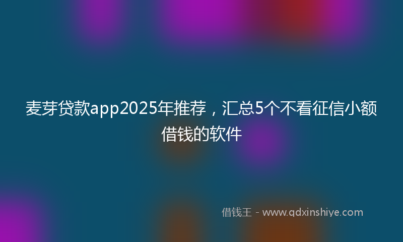 麦芽贷款app2025年推荐，汇总5个不看征信小额借钱的软件