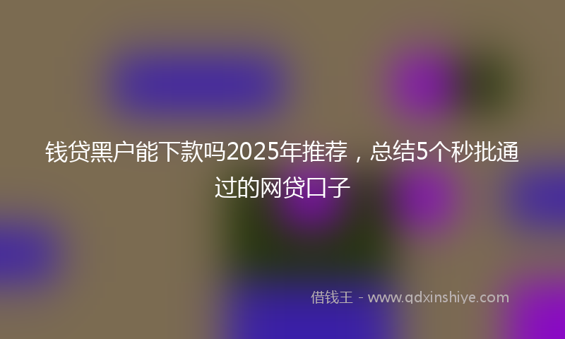 钱贷黑户能下款吗2025年推荐，总结5个秒批通过的网贷口子