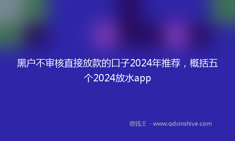 黑户不审核直接放款的口子2024年推荐，概括五个2024放水app