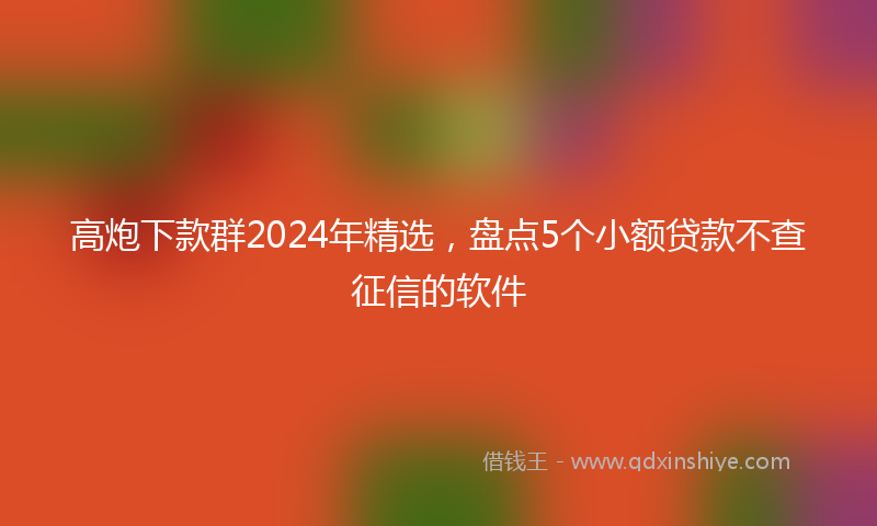 高炮下款群2024年精选，盘点5个小额贷款不查征信的软件