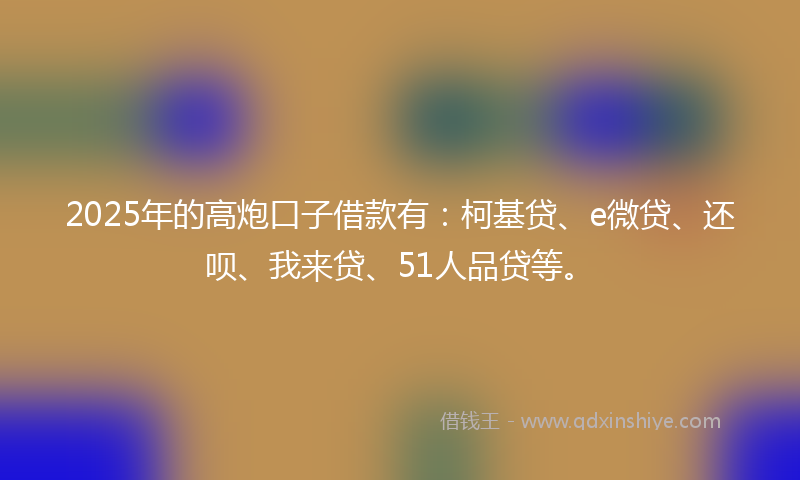 2025年的高炮口子借款有：柯基贷、e微贷、还呗、我来贷、51人品贷等。