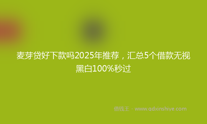 麦芽贷好下款吗2025年推荐，汇总5个借款无视黑白100%秒过