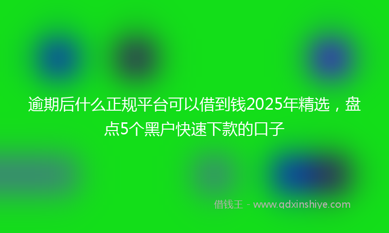 逾期后什么正规平台可以借到钱2025年精选，盘点5个黑户快速下款的口子