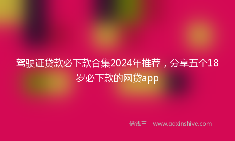 驾驶证贷款必下款合集2024年推荐，分享五个18岁必下款的网贷app