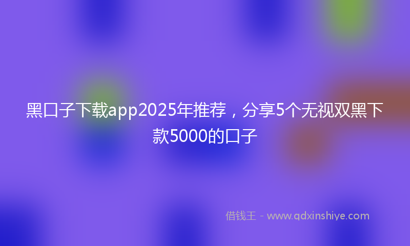 黑口子下载app2025年推荐，分享5个无视双黑下款5000的口子