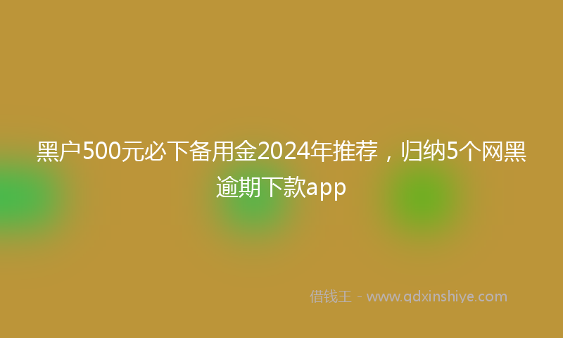 黑户500元必下备用金2024年推荐，归纳5个网黑逾期下款app