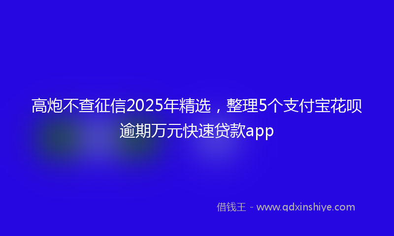 高炮不查征信2025年精选，整理5个支付宝花呗逾期万元快速贷款app